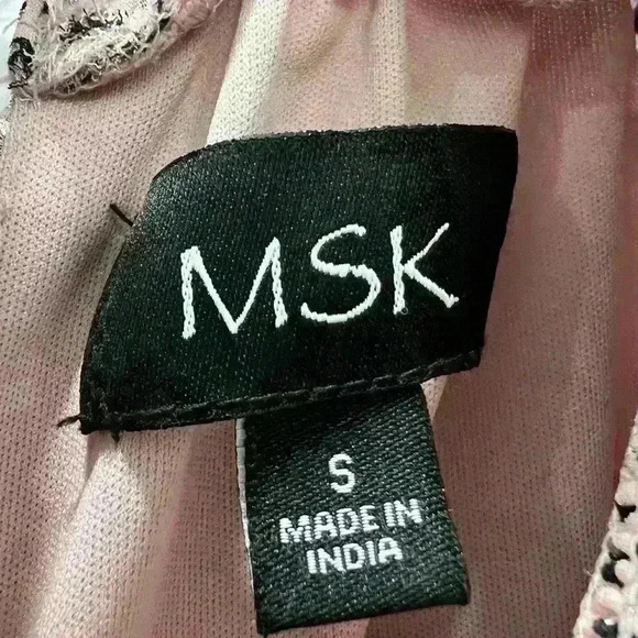 MSK pink and black ruffled dress with metallic detail size small NWOT - Picture 6 of 8